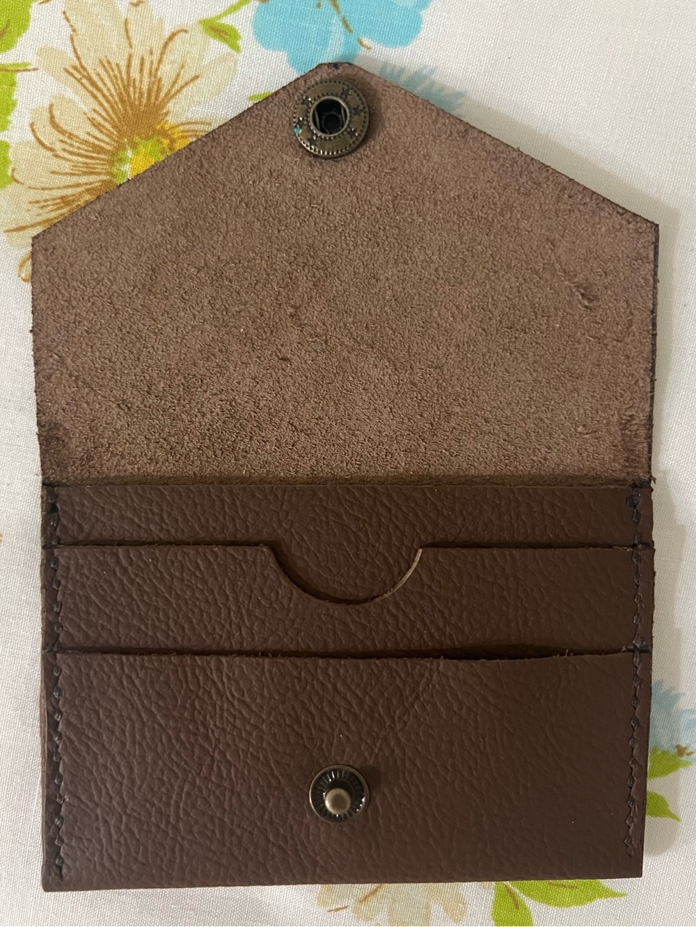 Classic Brown Genuine Leather Card Wallet - Minimalist Women's Wallet Accessory